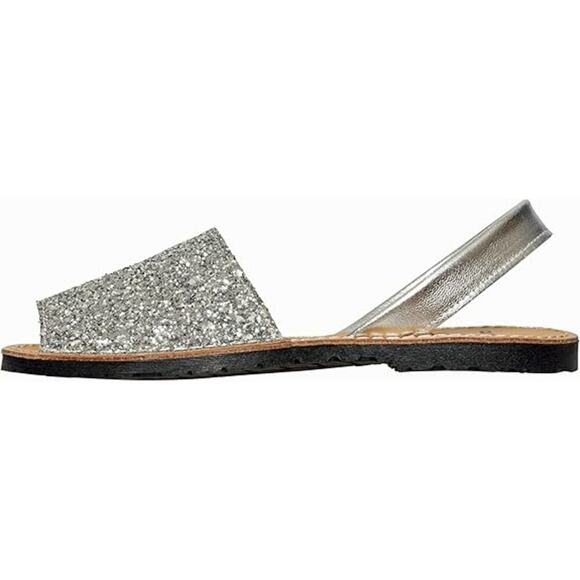 Naturals Menorca Glitter Leather Slingback Sandals Silver Womens Size 41 / US 11 - Picture 1 of 10